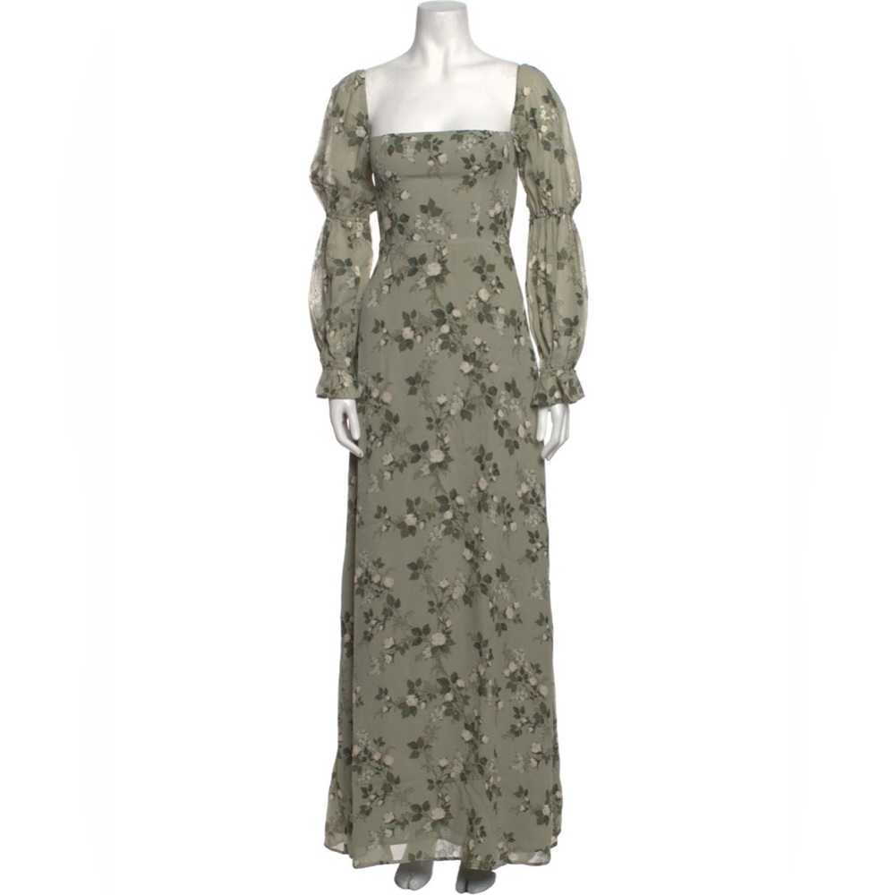 REFORMATION floor length green dress
